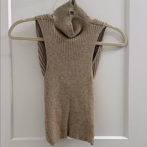 Papermoon Ribbed Tan Turtleneck Sweater